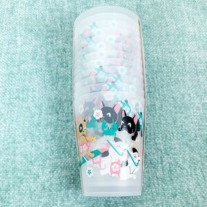 Novogratz 12 Surfing Boston Terrier Plastic Cups Tumblers Dogs Summer Hawaiian